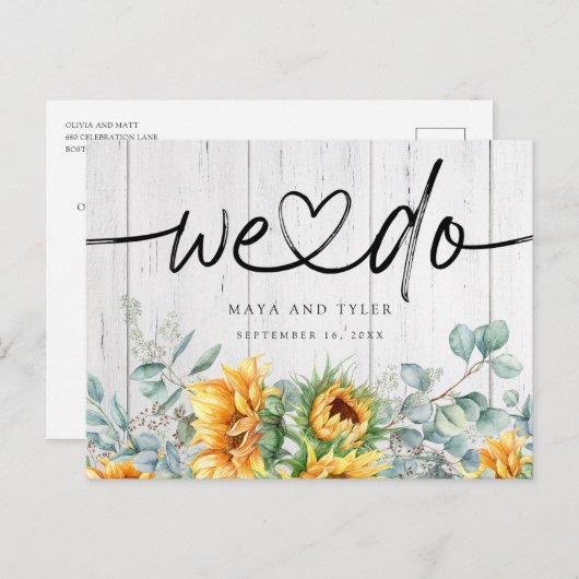 Eukalyptus rustikaler Sonnenblumenkrebs, den wir S Ankündigungspostkarte (Vorne/Hinten)