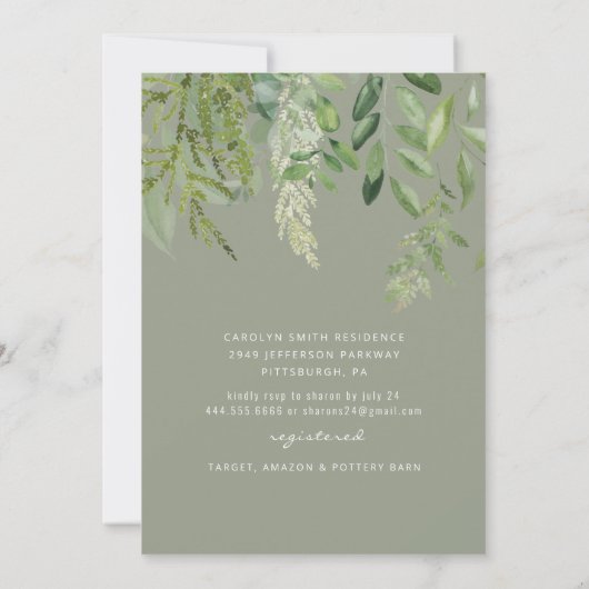 Eukalyptus Rustikales Foto Brautparty Einladung (Rückseite)