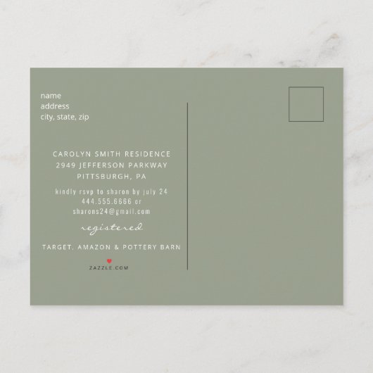 Eukalyptus Rustikales Foto Brautparty Einladungspostkarte (Rückseite)