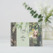 Eukalyptus Rustikales Foto Brautparty Einladungspostkarte (Stehend Vorderseite)