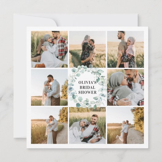 Eukalyptus Rustikales Foto QR Code Brautparty Einladung (Rückseite)