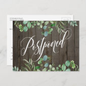 Eukalyptus & Rustikales Holz - Hochzeit verschoben Postkarte (Vorne/Hinten)