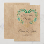 Eukalyptus rustikales Land Herz Save The Date (Vorne/Hinten)