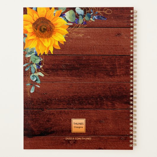 Eukalyptus rustikales Monogramm Planer (Rückseite)