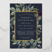 Eukalyptus & Sage Bat Mitzvah Folieneinladung (Vorderseite)