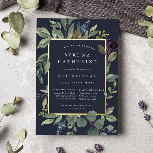 Eukalyptus & Sage Bat Mitzvah Folieneinladung