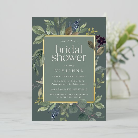 Eukalyptus & Sage Brautparty Einladung (Stehend vorne)