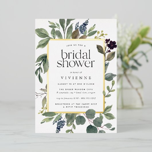 Eukalyptus & Sage Brautparty Folieneinladung (Stehend vorne)