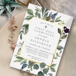 Eukalyptus & Sage Erste Heilige Kommune Folieneinladung