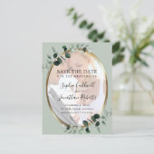 Eukalyptus Sage Foto Hochzeit Sichern Sie das Datu Ankündigungspostkarte (Stehend Vorderseite)