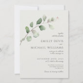 Eukalyptus Sage Green All in One Wedding Einladung (Vorderseite)