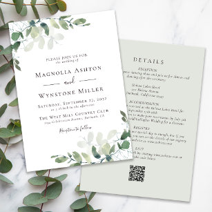Eukalyptus Sage Green All in One Wedding Einladung
