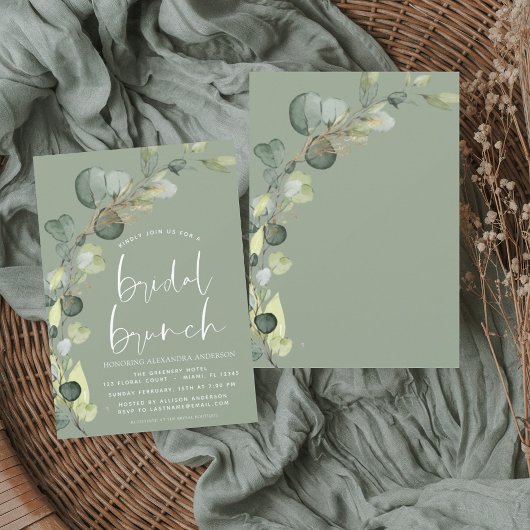Eukalyptus Sage Green Bridal Brunch Dusche Einladung
