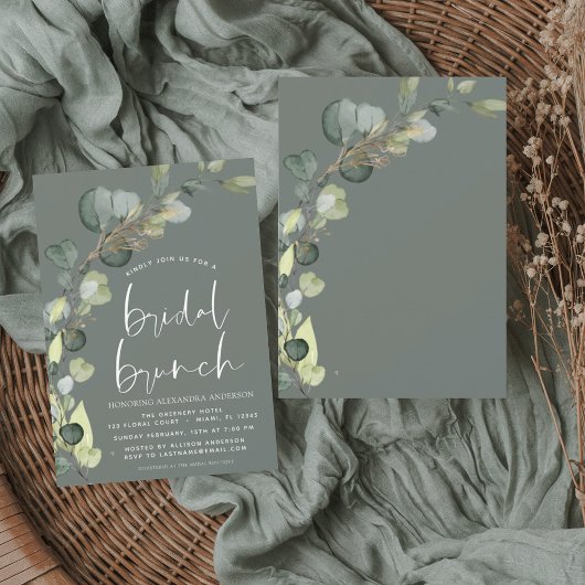Eukalyptus Sage Green Bridal Brunch Dusche Einladung