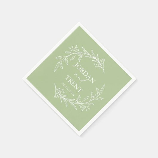 Eukalyptus Sage Green Custom Wedding Paper Napkins Serviette (Ecke)