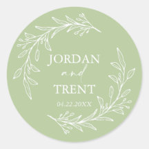 Eukalyptus Sage Green Custom Wedding Stickers