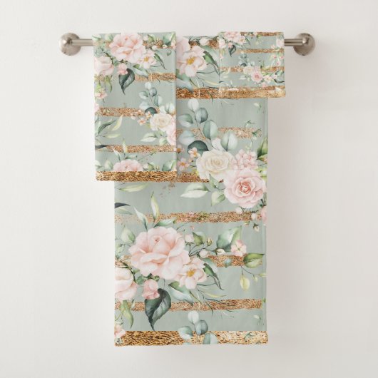 Eukalyptus Sage Green Gold Badhandtuch Set (Insitu)