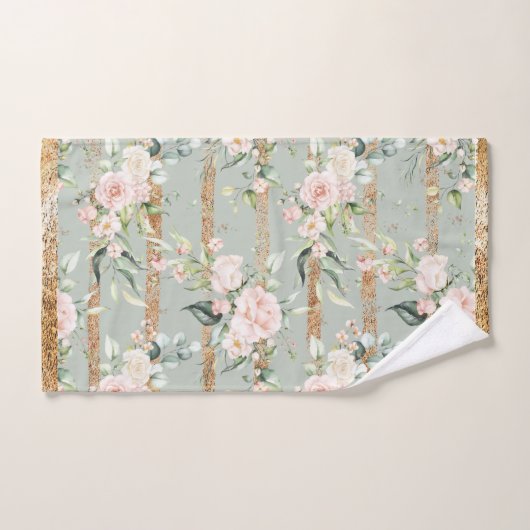 Eukalyptus Sage Green Gold Badhandtuch Set (Handtuch)