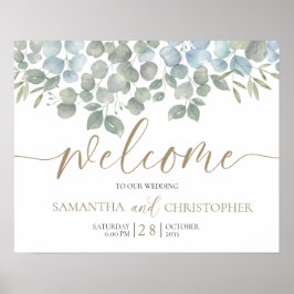 Eukalyptus Sage Green Gold Wedding Poster
