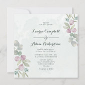 Eukalyptus Sage Green & Pink Wedding Einladung (Vorderseite)