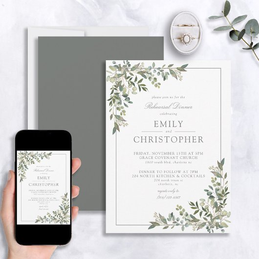 Eukalyptus Sage Green Probe Dinner Einladung