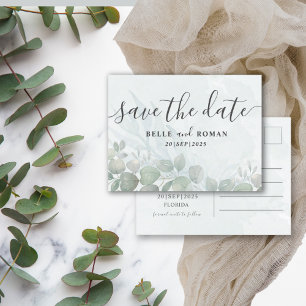 Eukalyptus Sage Green Save the Date Postkarte