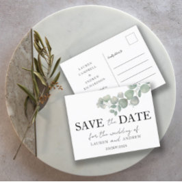 Eukalyptus Sage Green Save the Date Postkarte