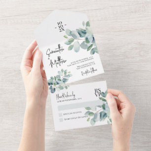 Eukalyptus Sage Green Spring Summer Wedding All In One Einladung