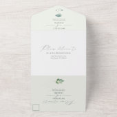 Eukalyptus Sage Green Watercolor Wedding All In One Einladung (Außenbereich)