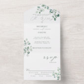 Eukalyptus Sage Green Watercolor Wedding All In One Einladung (Innen Boden)
