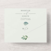 Eukalyptus Sage Green Watercolor Wedding All In One Einladung (Rückseite)