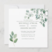 Eukalyptus Sage Green Watercolor Wedding Einladung (Vorderseite)