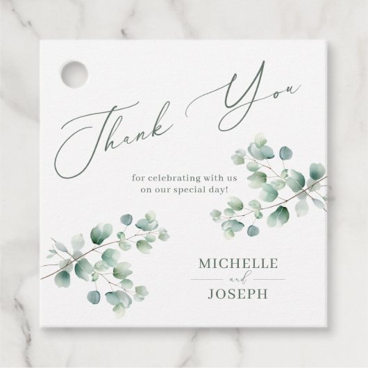 Eukalyptus Sage Green Watercolor Wedding Geschenkanhänger (Vorderseite)