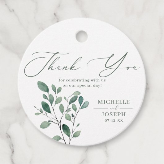 Eukalyptus Sage Green Watercolor Wedding Geschenkanhänger (Vorderseite)