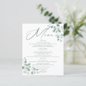 Eukalyptus Sage Green Watercolor Wedding Menu (Stehend Vorderseite)