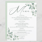 Eukalyptus Sage Green Watercolor Wedding Menu (Vorne/Hinten)