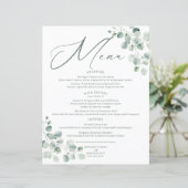 Eukalyptus Sage Green Watercolor Wedding Menu (Stehend Vorderseite)