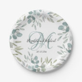 Eukalyptus Sage Green Watercolor Wedding Pappteller (Vorderseite)