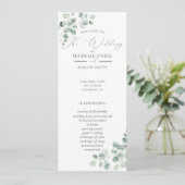 Eukalyptus Sage Green Watercolor Wedding Program (Stehend Vorderseite)