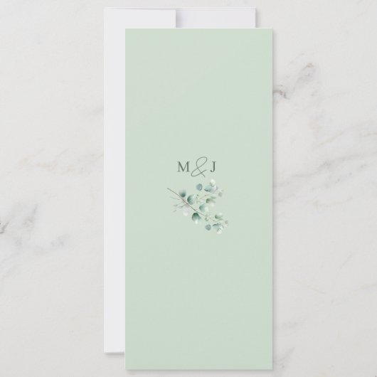 Eukalyptus Sage Green Watercolor Wedding Program (Rückseite)