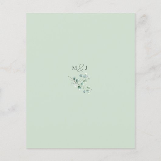 Eukalyptus Sage Green Watercolor Wedding Program (Rückseite)