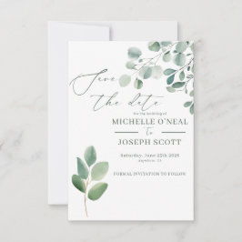 Eukalyptus Sage Green Watercolor Wedding Save The Date