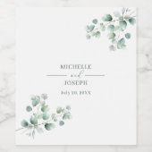 Eukalyptus Sage Green Watercolor Wedding Weinetikett (Einzelnes Label)
