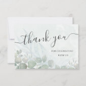 Eukalyptus Sage Green Wedding Dankeskarte (Vorderseite)