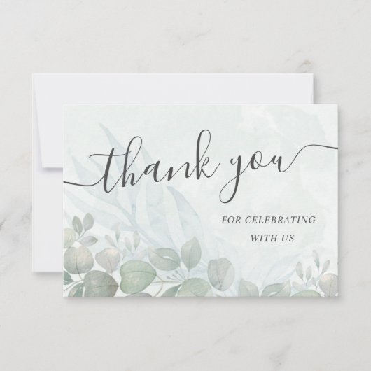 Eukalyptus Sage Green Wedding Dankeskarte (Vorderseite)