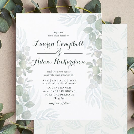 Eukalyptus Sage Green Wedding Einladung