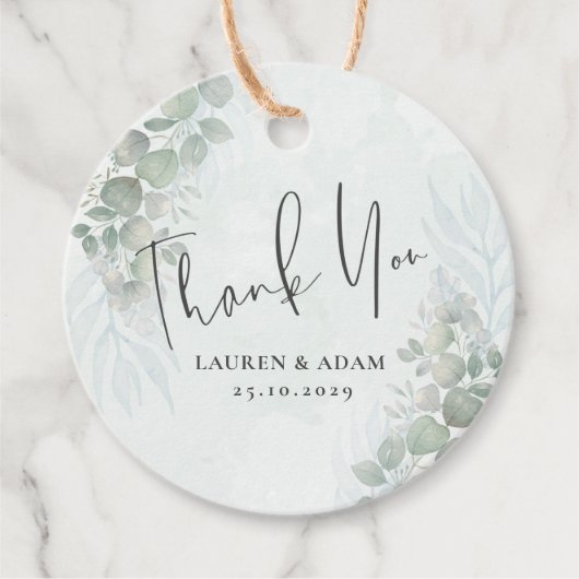 Eukalyptus Sage Green Wedding Geschenkanhänger (Vorderseite)