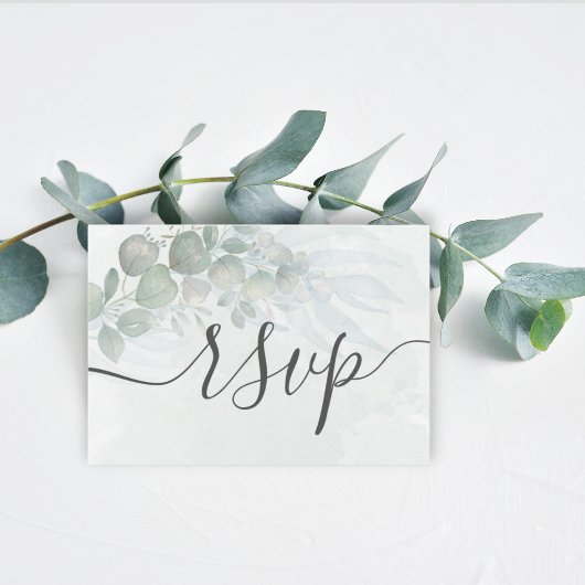 Eukalyptus sage green Wedding RSVP Karte