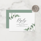 Eukalyptus sage green Wedding RSVP Mitteilungskarte (Vorderseite/Rückseite Beispiel)