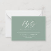 Eukalyptus sage green Wedding RSVP Mitteilungskarte (Rückseite)